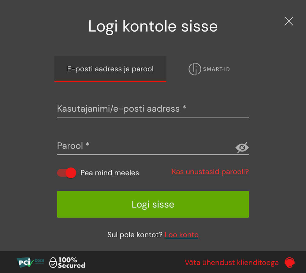 Betsafe Ülevaade Screenshot Registreerimisest
