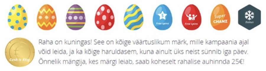 Otsi värvilisi mune Chanz kasiinos ja leia super boonuseid.