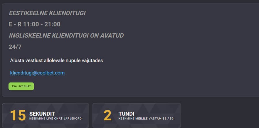 Coolbet kasiino klienditugi on alati sinu kõrval.