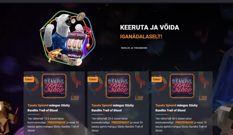 Coolbet kasiino jagab iga nädal tasuta spinne.