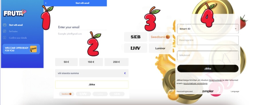 Fruta Casino konto registreerimine käib kiirelt ja mugavalt.