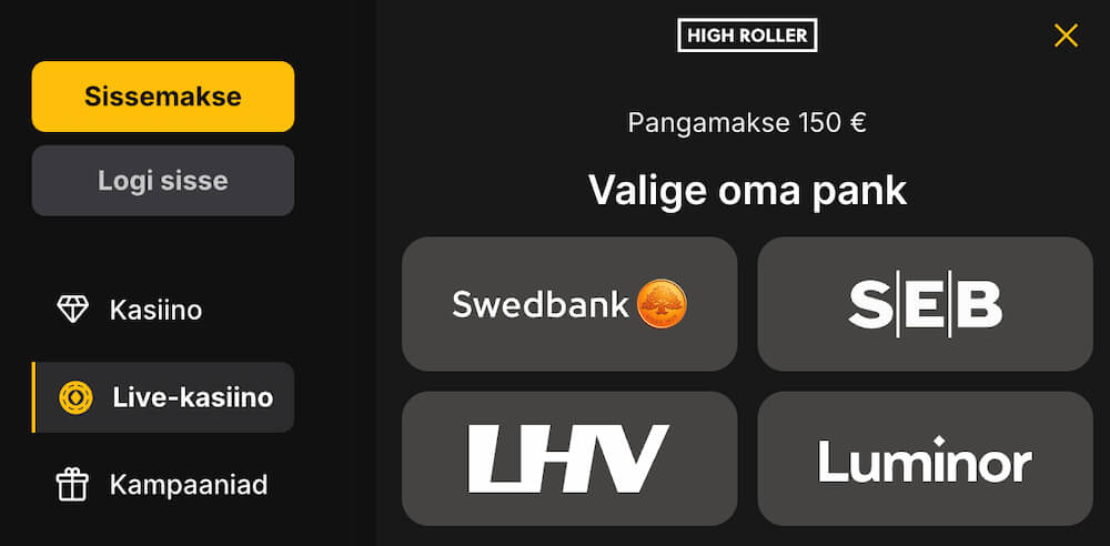 HighRoller Ülevaade Maksed