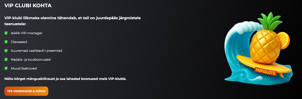 Hupi Slots Ülevaade VIP klubi