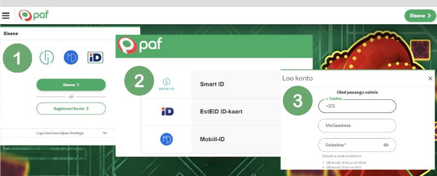 Paf kasiino ülevaates uurime kuidas registreerida liitumiseks kontot Paf kasiinos.
