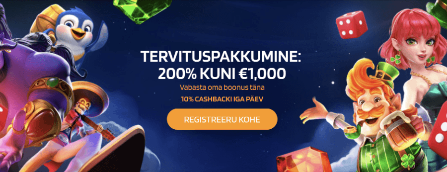 RedDice Casino uue kasiino arvustuse tervitusboonus.