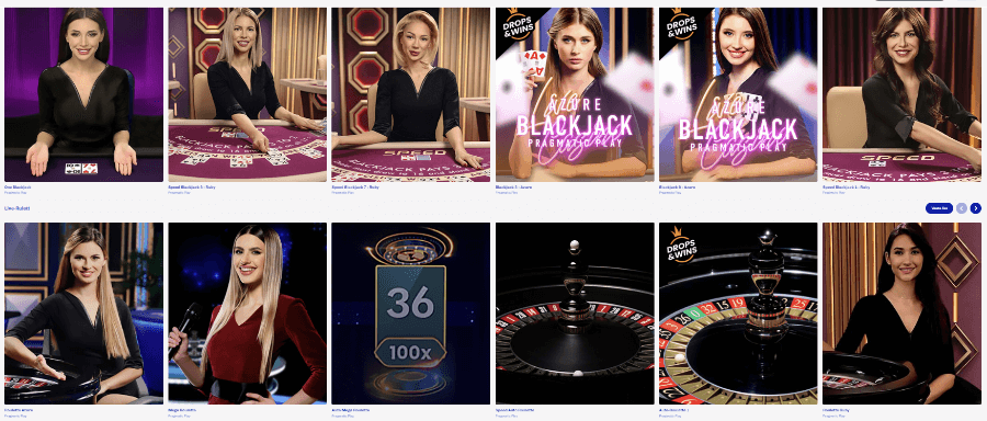 Slotti kasiino pakub erinevaid live kasiino mänge.