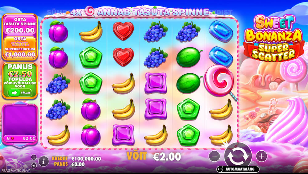 Sweet Bonanza Super Scatter Ülevaade Mängulaud