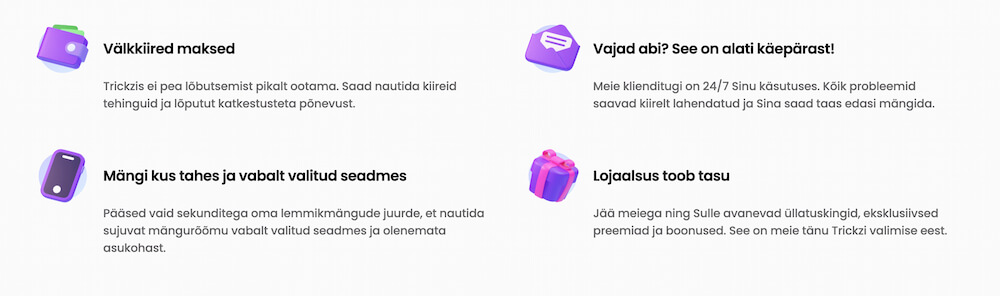 Trickz Kasiino Ülevaade Kasutajakogemus