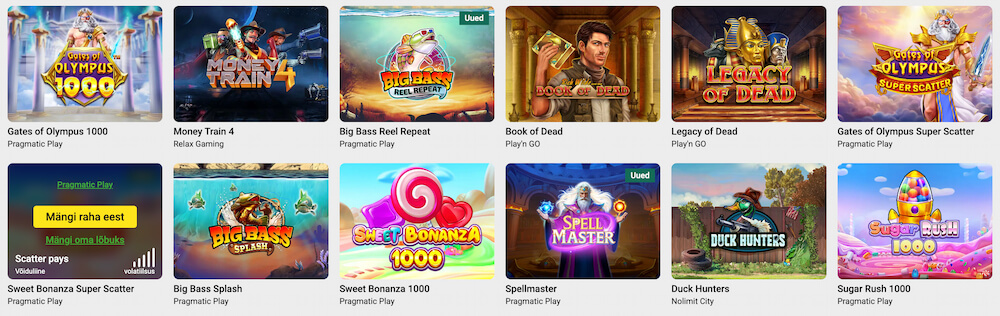 Unibet Eesti Slotivalik