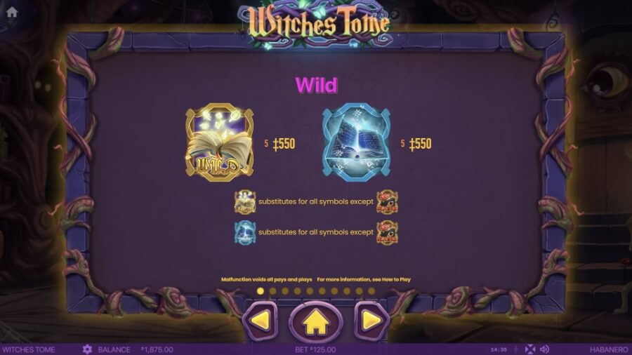 Witches Tome kasiino Halloweeni sloti mängu wild sümbol