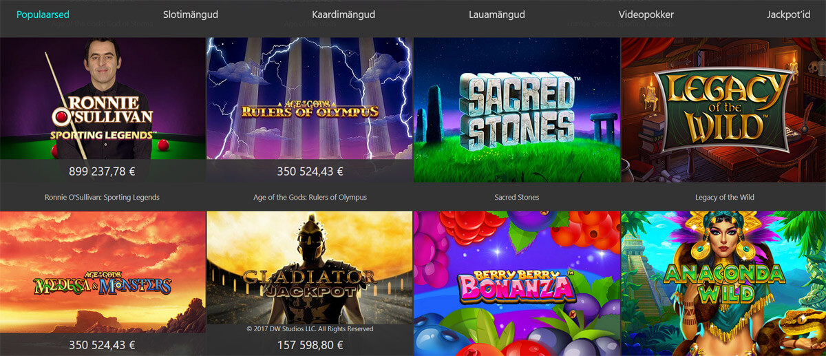 Mänguvalik Bet 365 mängud