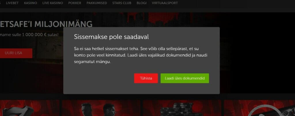Kinnita Betsafe'i konto Betsafe'i konto kinnitamine