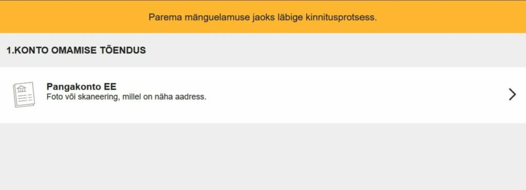 Konto omamise tõendus
