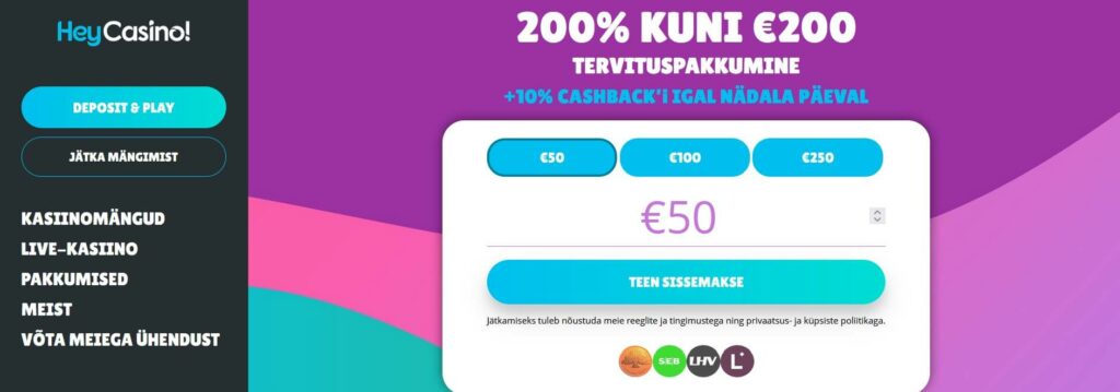 HeyCasino pakkumine HeyCasino boonus