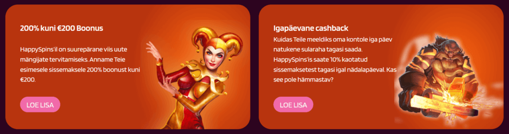 Happy Spins pakkumised Happy Spins pakkumiste leht