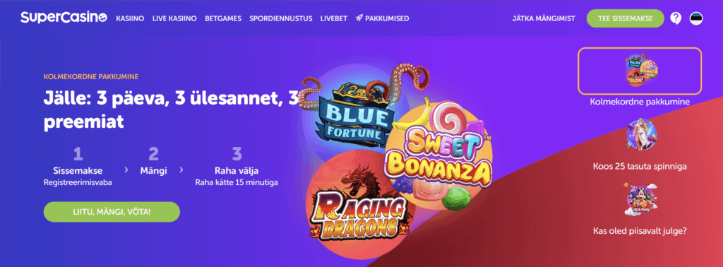 SuperCasino leht SuperCasino lehe kuvatõmmis