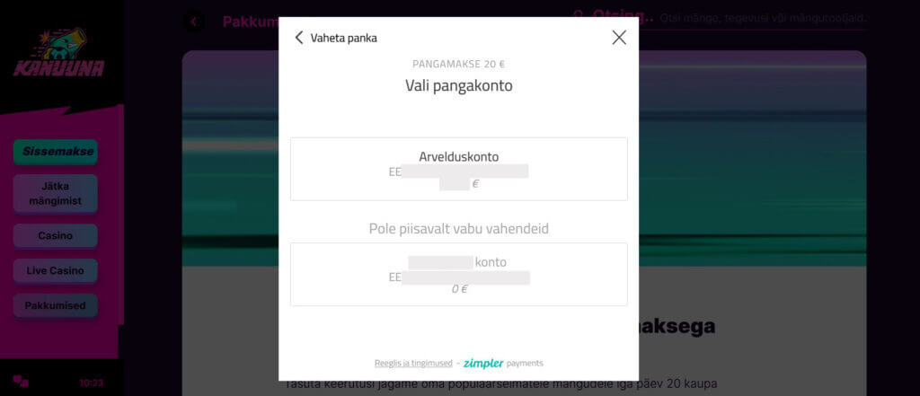 Kanuuna sissemakse Sissemakse tegemine