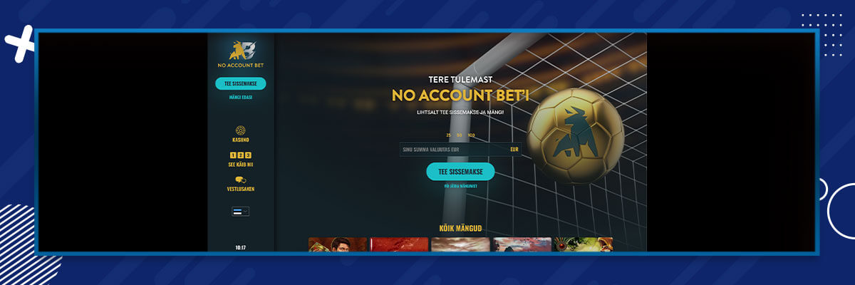 No Account Bet No Account Bet kuvatõmmis