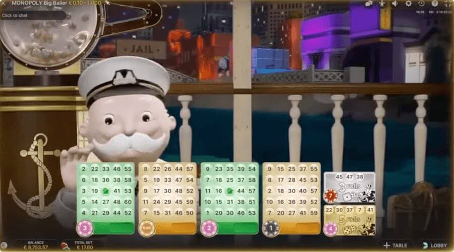 Monopoly Big Baller bingo kaardid