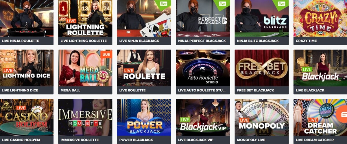 Live kasiino lauad Ninja Casino live kasiino lauad