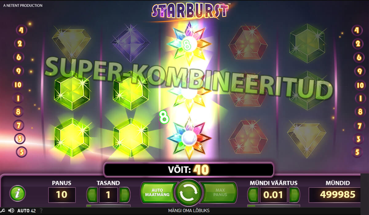 Kordusspinni võit Starbursti võit kordusspinniga