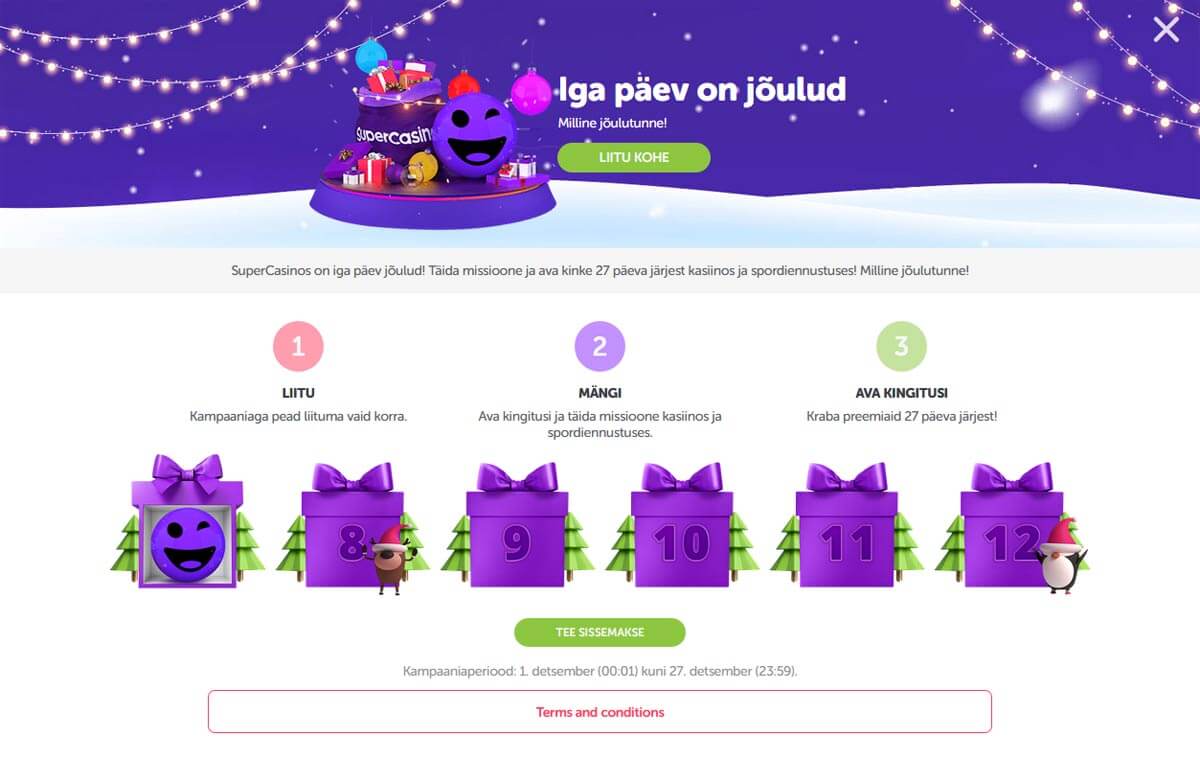 SuperCasino jõulukampaania SuperCasino kampaaniad - jõulukampaania