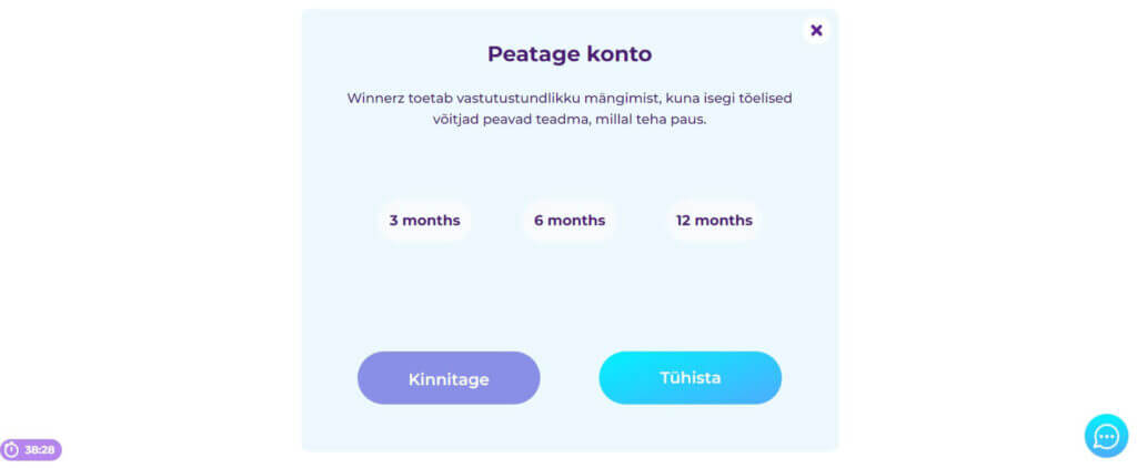 Vastutustundlik mängimine Winners kasiino vastutustundliku mängimise seaded